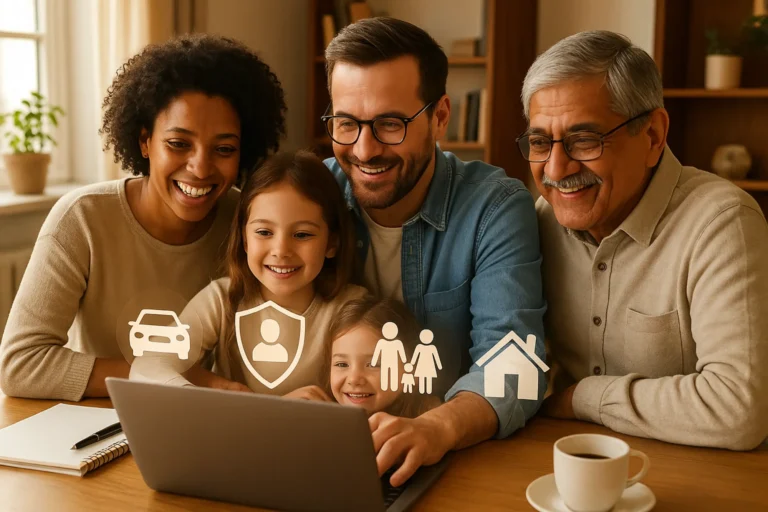 A smiling, diverse family finding the Best Insurance